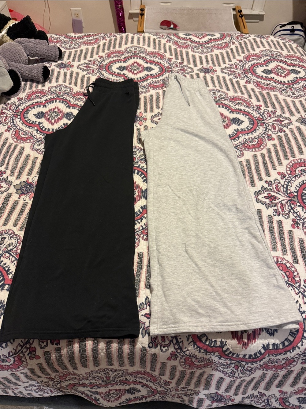Kids Drawstring Casual Pants - Black & Light Gray